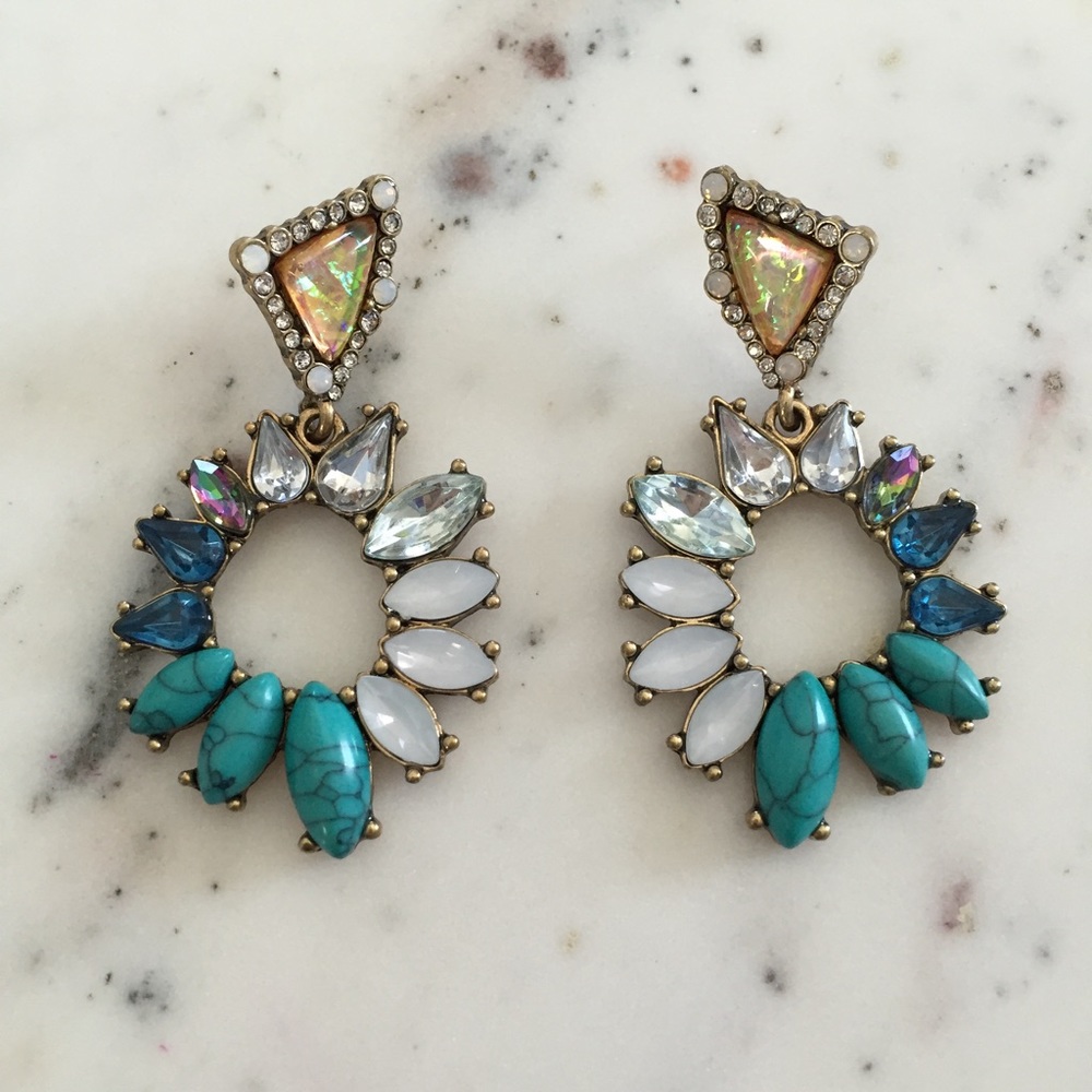 🆑 "Irina" Earrings || Blue & Clear Crystal - Picture 2 of 13